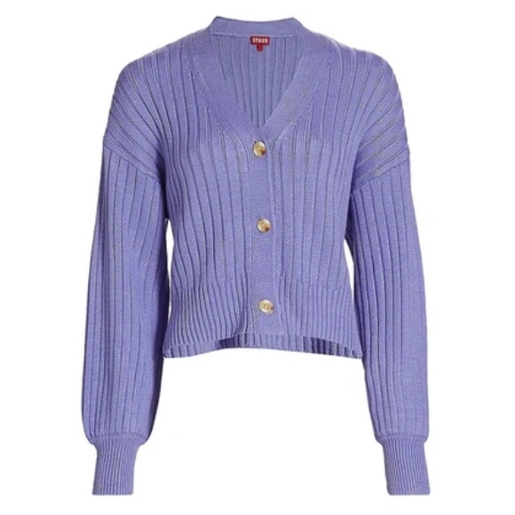 STAUD Sweaters - Staud Eloise Ribbed Knit Cardigan in Periwinkle Women’s Size Medium